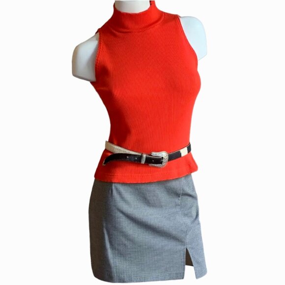 Vintage Jay Jacobs side-slit tailored pencil black & gray mini skirt - size 6 - Picture 7 of 11